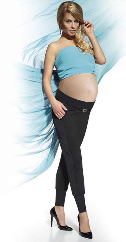 těhotenské černé legíny s vyšším spodním lemem