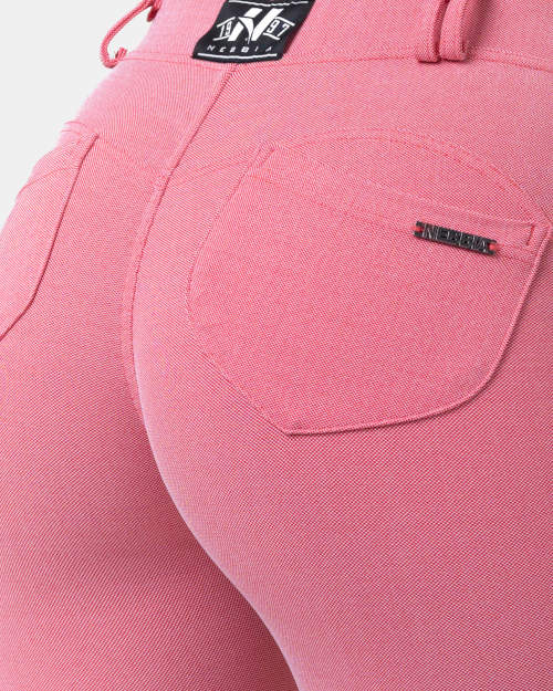 Růžové kalhotové džegíny s kapsami
